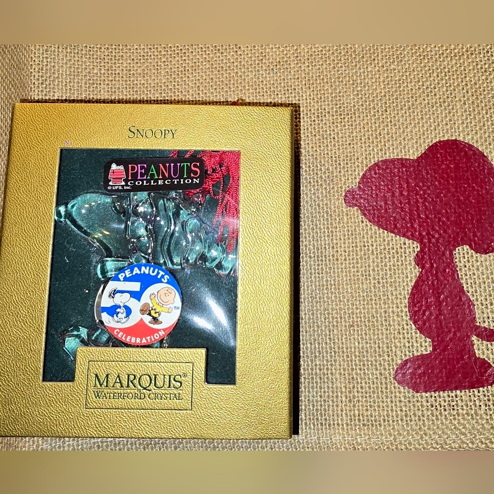 Waterford Marquis Snoopy Crystal Ornament with Gold Box